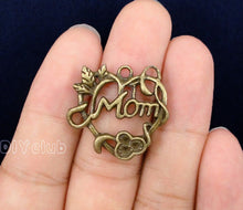 40pcs Antique Silver / Bronze Mom Heart Charms Pendant 26x24mm-in Charms fr