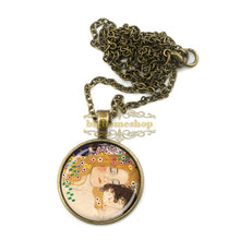 BS0202 Mother and child necklace gustav klimt pendant art gift for mom and