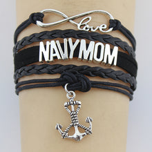Drop Shipping Infinity Love Navy Mom Bracelet Handmade Leather Braid Charm