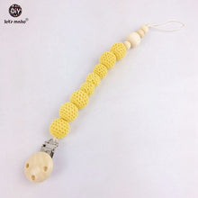 Let's Make Wooden Teething Pacifier Clip Holders 5pc Crochet Beads Pure Col