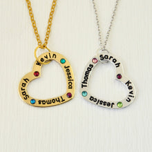 Personalized Heart Name Necklace Mother Pendant Mother Necklace, 4 Names Ne