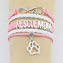 (10 Pieces/Lot) Infinity Love Rescue Mom Bracelets Paw Charm Handmade Rope
