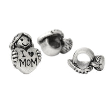 DoreenBeads European Charm Beads Girl antique silver"I Love Mom"Carved Abou