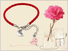 New Arrival Fashion Charm Red Braided Leather Bracelet Love Heart Mom Pulse