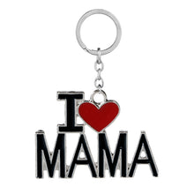 Rainbery Keychain With Letters I Love PAPA MAMA DAD MOM Red Love Heart Key