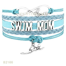 (10 PCS/lot) Custom  Infinity Love Swim Mom Swimming Charm Bracelets For Wo