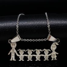 MAMA Stainless Steel Necklace Boys Girls Pendant Necklaces Mom Kids Silver