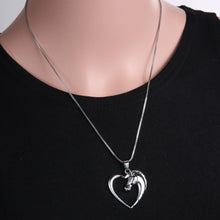 Fashion New jewelry plated white K Horse in Heart Necklace Pendant Necklace