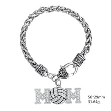 my shape Volleyball Mom Crystal Charm Lobster Claw Bracelet Sports Fan jewe