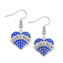 Silver Tone Crystal Rhinestone Heart Shape Dance Mom Crystal Earrings Fashi