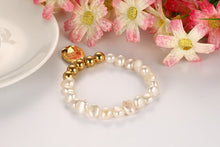 Women Real Pearl Bead Bracelets with Stainless Steel Pendant Gold Mother's
