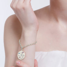 Engraved Family Tree Bracelet with Birthstones Silver Mother Bracelet Birth