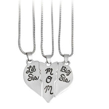 3pcs/set Lettering Necklace"Little Sis MOM Big Sis" Love Heart Pendant Moth