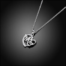 Uworld Silver Plated Brass Cubic Zirconia MOM Open Love Heart Pendant Neckl