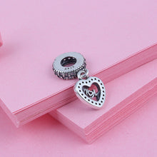925 Sterling Silver Crystal Heart Shape Letter Mom Charms Beads European DI