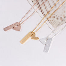 Love You More Bar & Heart Charm Pendant Necklace For Women Romantic Modern