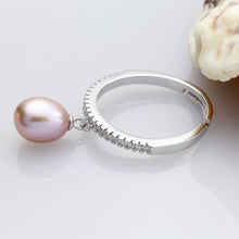 Real freshwater pearl rings for women,white cultured pearl ring 925 sterlin