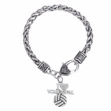 Skyrim I Love Volleyball Volleyball MOM charm bracelet rhodium plated with