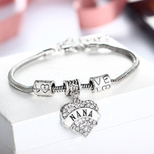 Love Heart Crystal Charm Bracelet Family Member Love Jewelry Wholesale Mom