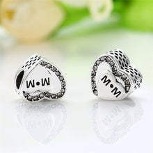 AZIZ BEKKAOUI Crystal Double Heart Love Mom Beads Fit Pandora Bracelet Big