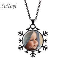 PERSONALIZED PHOTO snowflake necklace Custom Necklace Photo of Your Baby Ch