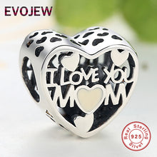 EVOJEW Real 925 Sterling Silver I Love MOM Charm Beads Fit Original Pandora