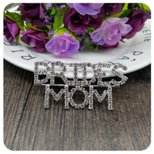 Crystal Wedding Theme Jewelry Gift "BRIDES MOM" Word Brooch Pin for Bride's