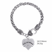 Lemegeton Police Charm Bracelets Crystal Memorial Heart Police GIRL / Polic