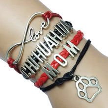 Drop Shipping 2 Colors Infinity Love Chihuahua Mom Dog Breeds Paw Bracelet