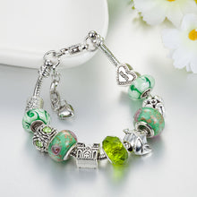 VIOVIA Jewelry Charm Bracelets & Bangles for Mom Green Crystal & Glass Bead