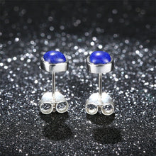 2017 New Style 925 Silver Earrings for Women lapis lazuli Stone Stud Earrin