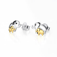YFN 925 Sterling Silver Lucky Elephant Mom And Child Mother Love Stud Earri