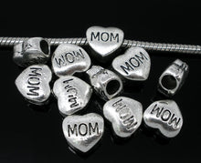 DoreenBeads 20 antique silver "MOM" Heart Charm Beads Fit European Charm 11