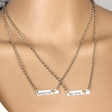Fashion Charm Engraved DIY Mother Daughter Heart Silver Plated Chain Pendan