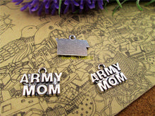75pcs   12*17mm antique silver  ARMY MOM one side charm DIY Charms Pendants
