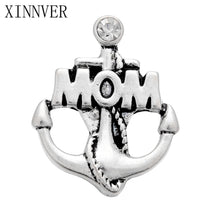10pcs/lot New 18MM Snap Jewelry MOM Anchor Rhinestone Metal Snap Buttons fi