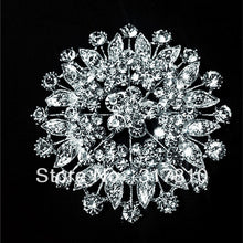 2.75 Inch Sparkly Silver Large Leaf Flower Wedding Bouquet Brooch Jewlery G