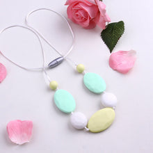 Oval Silicone Beads Teething Necklace Geometric Rainbow Plastic Food Grade