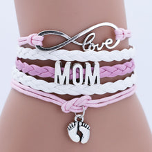 Fashion Antique Silver Family Wristband Charm Bracelets For Women Mom Love