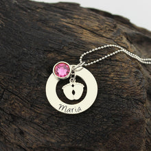 Wholesale Silver Baby Feet Necklace With Birthstone Personalized Mother Nec