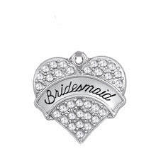 Lemegeton Crystal heart Pendant Engraved Letter BRIDESMAID MAID HONOR BRIDE
