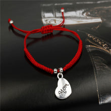 2016 New Design Handmade Red Rope Braided Silver Love Heart Mom Charm Brace