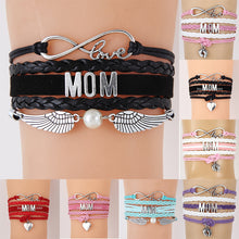 (10Pcs/Lot) Infinity Love Mom Braided Bracelet & Bangles Charm Leather Brac