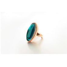 Women Rings Oval Cut Big Natural Red Green Semi Precious Stones Gold Silver