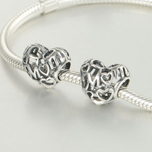 Love Gift Sterling Silver Jewelry Mom Heart Shape Beads Women DIY Fine Jewe