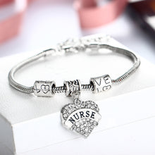 new silver plated charm Austrian crystal heart shape nurse mom best friend