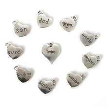 Mix 41pcs/lot Vintage Charms "DAD MOM SON" Love Heart Pendant Antique Silve