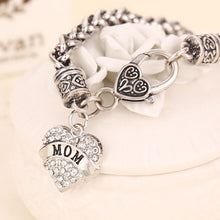 New Fashion Chaiming Clear Crystal Mom Bracelet Love Heart Perfect Gift For