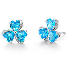 Uloveido Clover Flower Earings with Stones Jewelry Blue Cubic Zirconia Brin