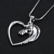 Fashion New jewelry plated white K Horse in Heart Necklace Pendant Necklace